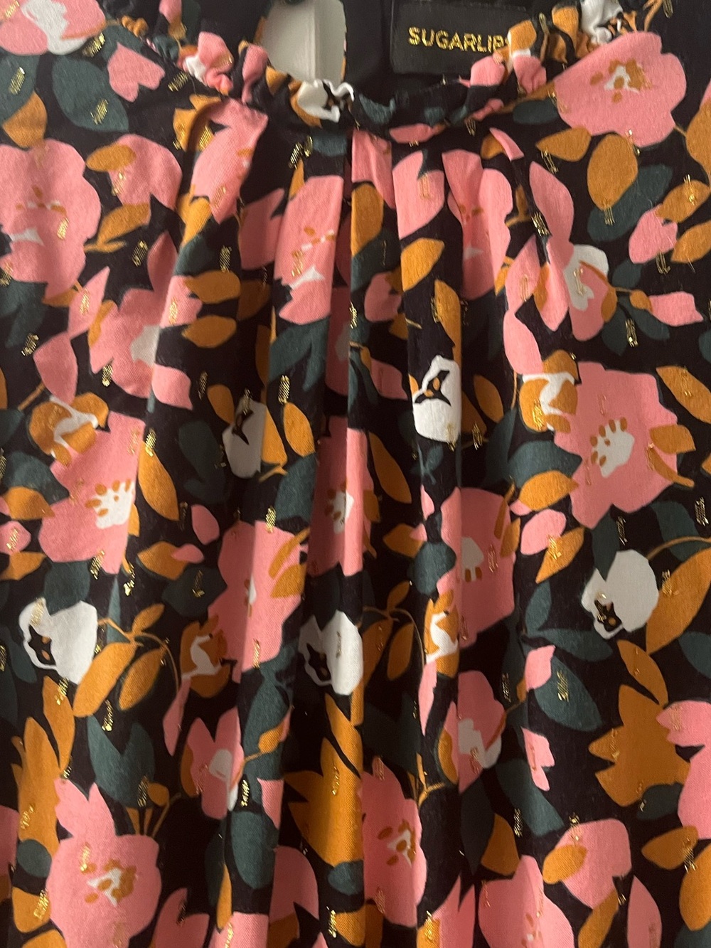 Black Floral Tiered Skirt - Pink & White Floral - Picture 3 of 6
